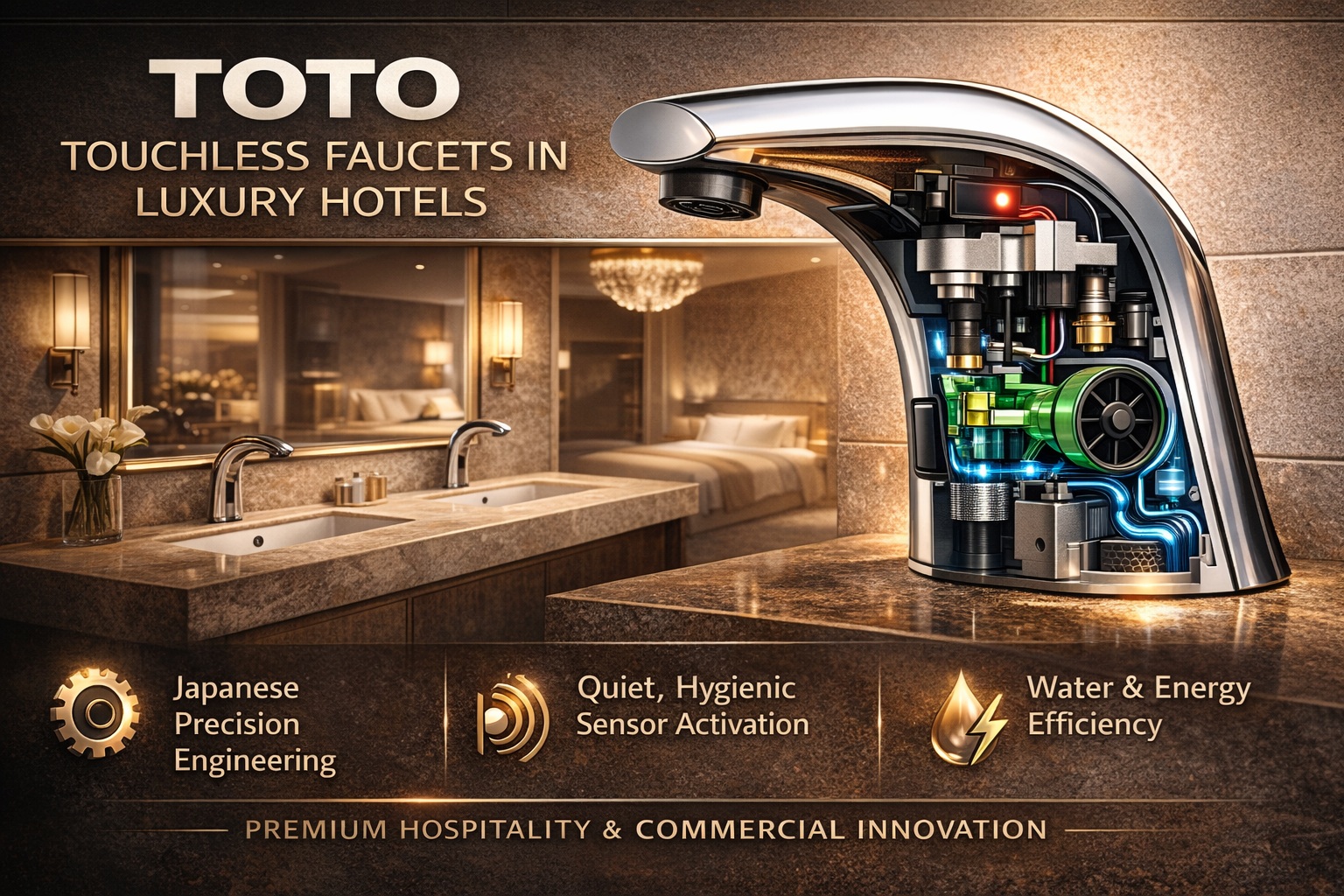 TOTO touchless faucets in luxury hotels and premium installations